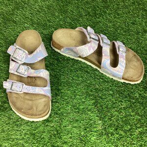 Birkis BIRKENSTOCK Pink Paisley 3 Buckle Sandals